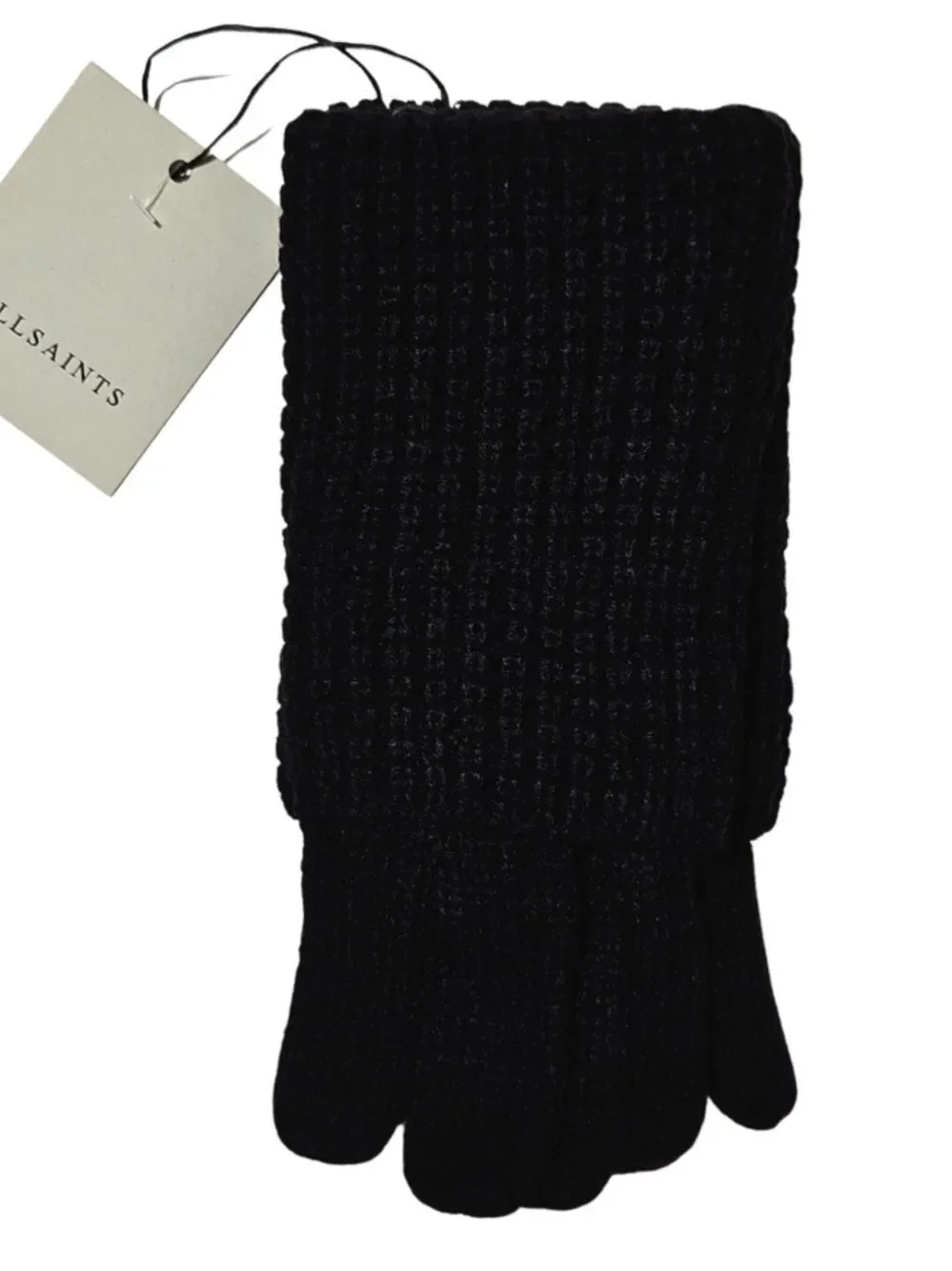 A11 Saints Mixed Stitch Knit Glove Black Wool Blend Outdoor Winter Streetwear